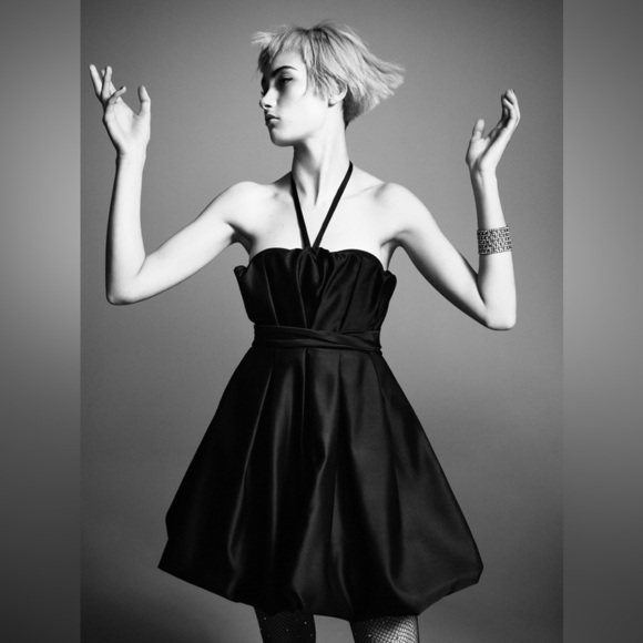 Zara Studio Women’s VOLUMINOUS DRESS LIMITED EDITION Black Satin Halter Mini - Picture 1 of 10